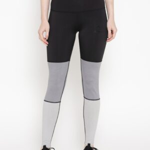 hummel Women Black & Grey Colourblocked Tights