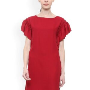 Allen Solly Woman Red Solid A-Line Dress