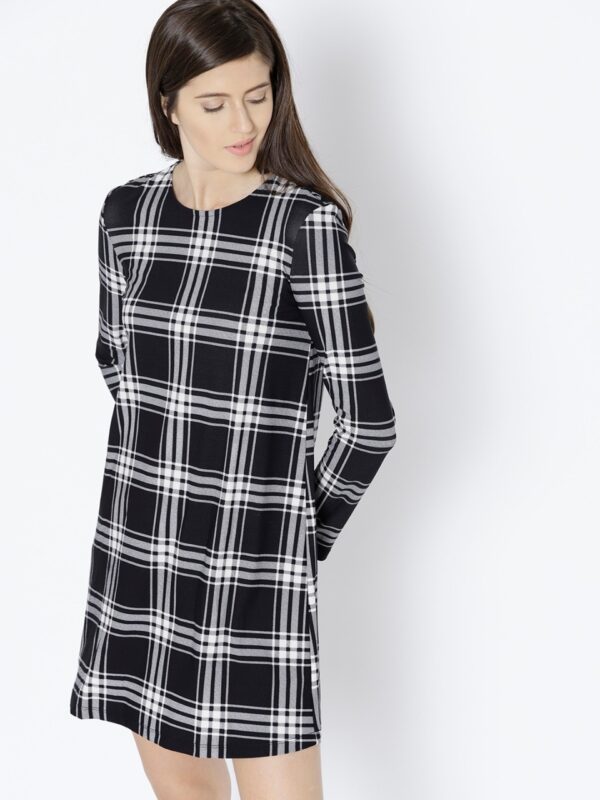 MANGO Women Checked A-Line Dress