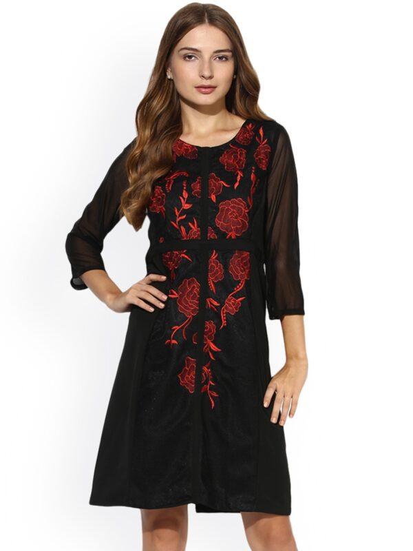 Soie Women Embroidered A-Line Dress