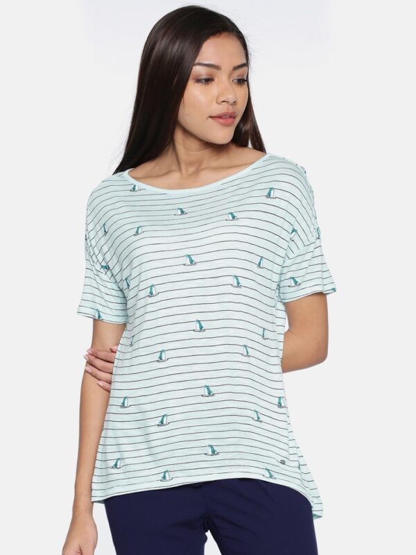 Allen Solly Woman Blue Striped Top