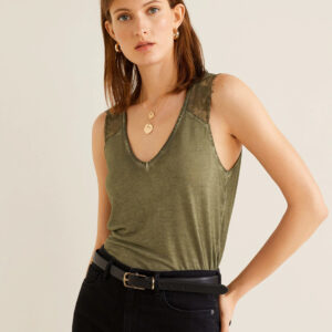 MANGO Women Olive Solid Top