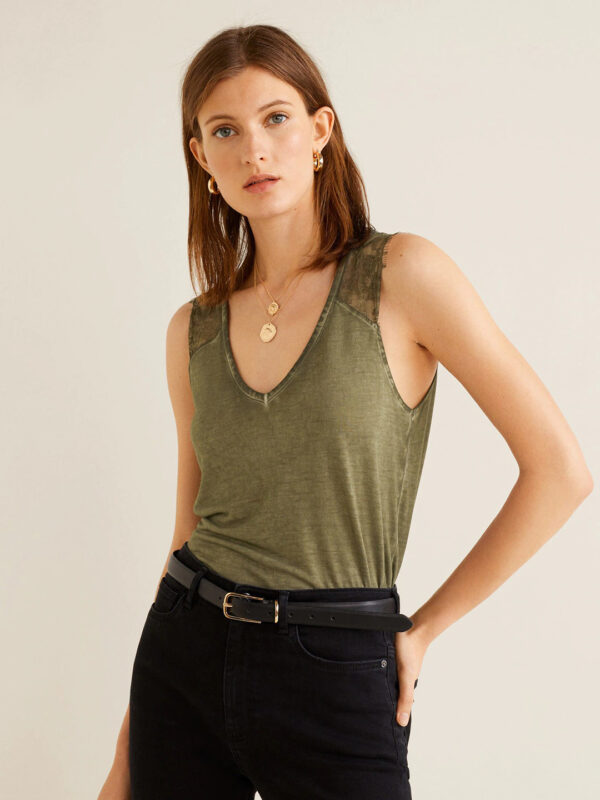 MANGO Women Olive Solid Top