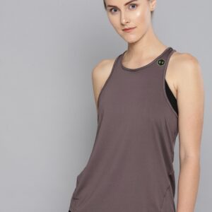 UNDER ARMOUR Women Mauve Solid Rush Tank Styled Back Top