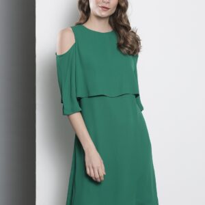 DOROTHY PERKINS Women Layered Solid Cold Shoulder A-Line Dress