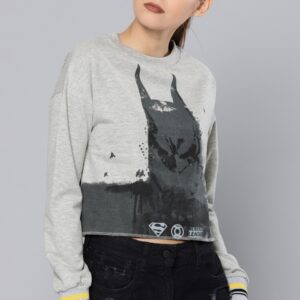 Justice League Women Cropped Printed Sweatshirt