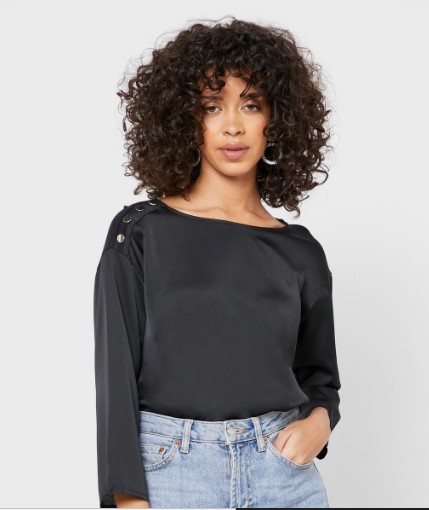 MANGO Crew Neck Button Detail Top