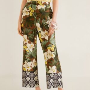 MANGO Women  Regular Fit Printed Parallel Trousers