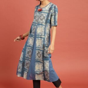 Taavi Women Printed Indigo Hand Block Print Sustainable Kurta Set