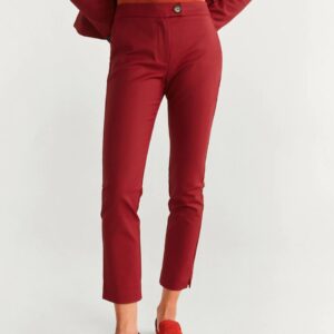 MANGO Women Solid Cropped Regular Sustainable Trousers