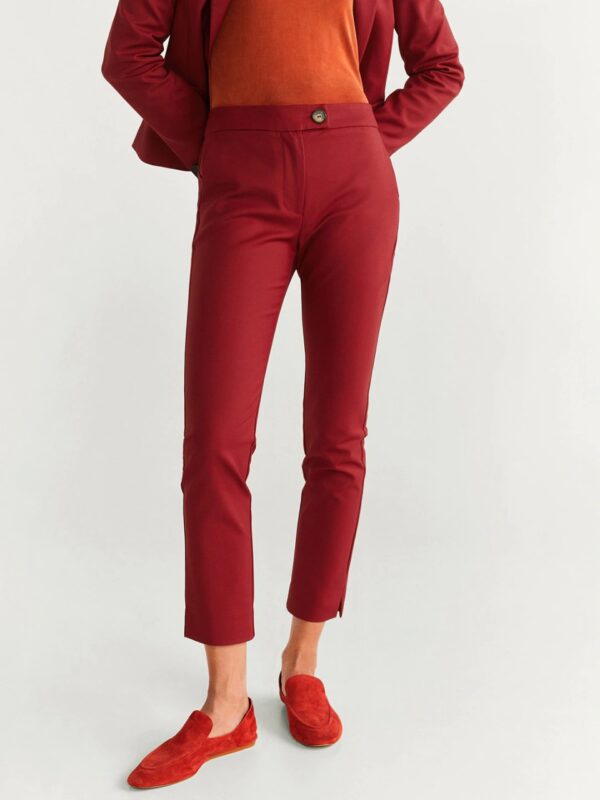 MANGO Women Solid Cropped Regular Sustainable Trousers