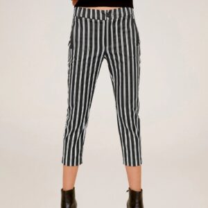 MANGO Women Striped Cropped Regular Trousers