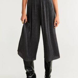 MANGO Women Pleated Solid Culottes