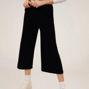 MANGO Women Original Regular Fit Solid Cropped Parallel Trousers