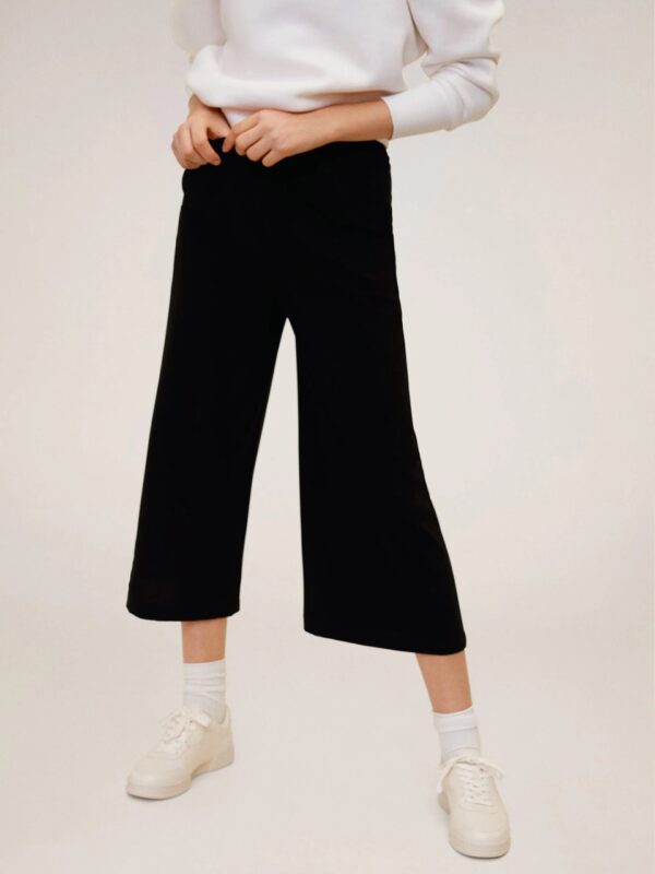 MANGO Women Original Regular Fit Solid Cropped Parallel Trousers