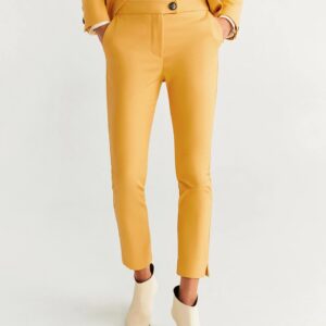 MANGO Women Solid Cropped Regular Sustainable Trousers