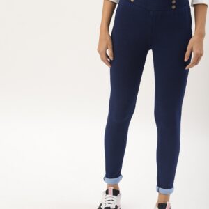 DressBerry Women Blue Solid Jeggings