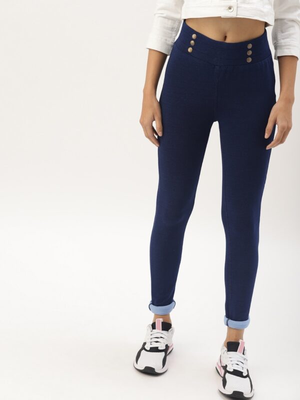 DressBerry Women Blue Solid Jeggings