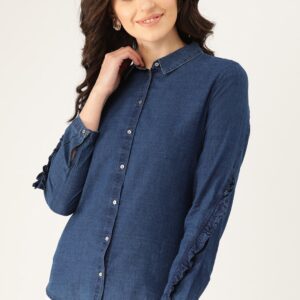 ESPRIT Women  Regular Fit Solid Casual Shirt