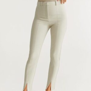 MANGO Front Slit High Waist Pants