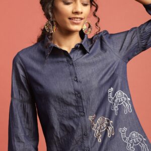 Taavi Women Chambray Shirt with Placement Print Shirt