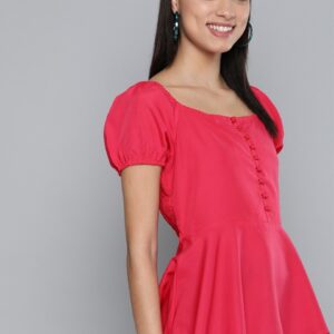 HERE&NOW Women Solid Smocked Peplum Top