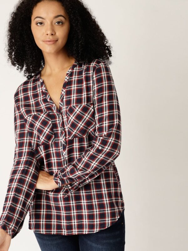 ESPRIT Women Checked Shirt Style Pure Cotton shirt