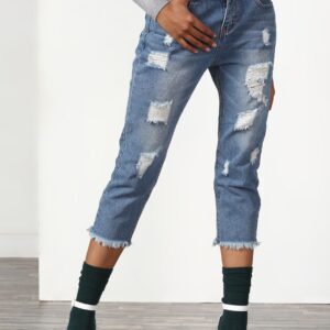 Miss Bennett Women Slim Fit Mid-Rise Highly Distressed Stretchable Jeans