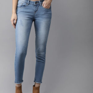 HERE&NOW Women Skinny Fit Mid-Rise Mildly Distressed Stretchable Jeans