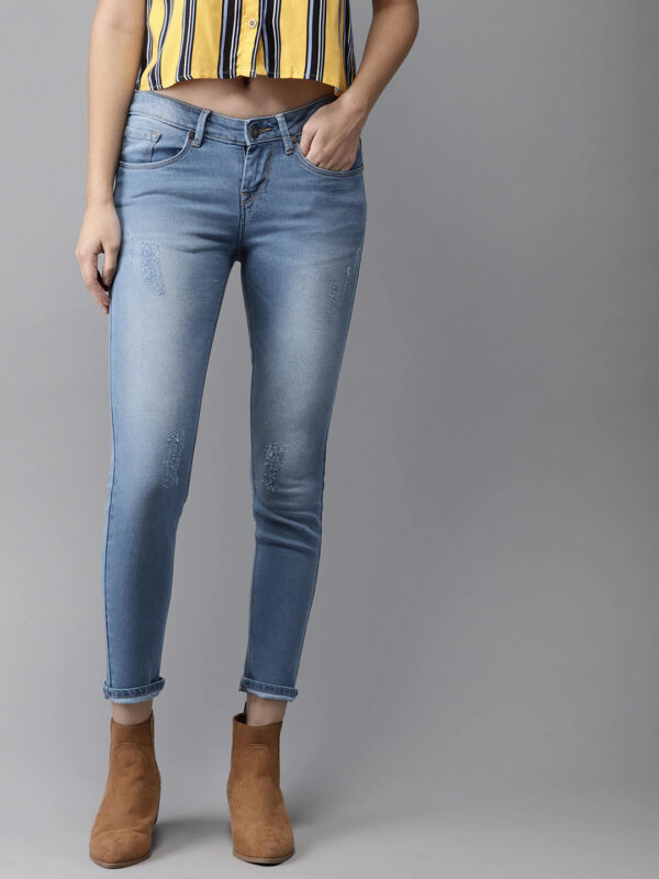 HERE&NOW Women Skinny Fit Mid-Rise Mildly Distressed Stretchable Jeans