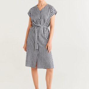 MANGO Women Checked A-Line Dress