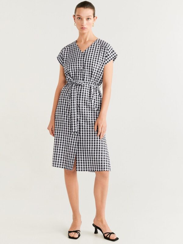 MANGO Women Checked A-Line Dress