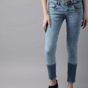 HERE&NOW Women Mid-Rise Clean Look Stretchable Cropped Jeans