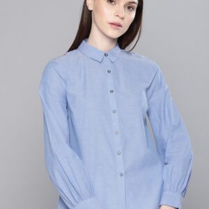 Chemistry Women Regular Fit Embroidered Chambray Casual Shirt