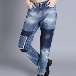 Kook N Keech Women Boyfriend Fit Mid-Rise Mildly Distressed Jeans