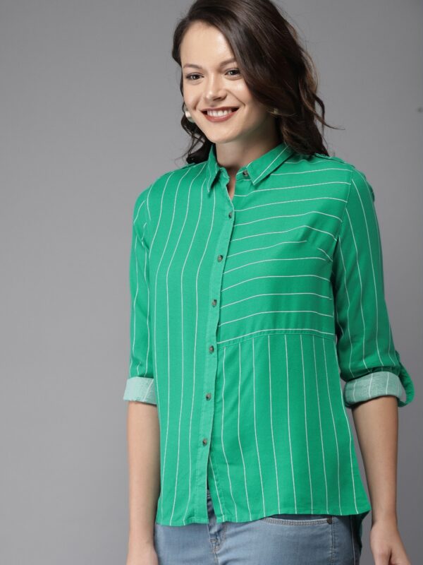 HERE&NOW Women Regular Fit Striped Casual Shirt