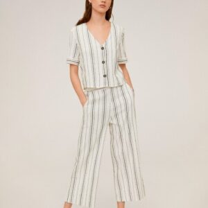 Mango Striped Cotton Trousers