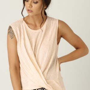 MANGO Women Self-Striped Wrap Top