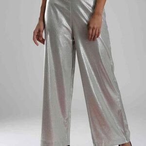 W for Women Silver Shimmery Palazzo Pants