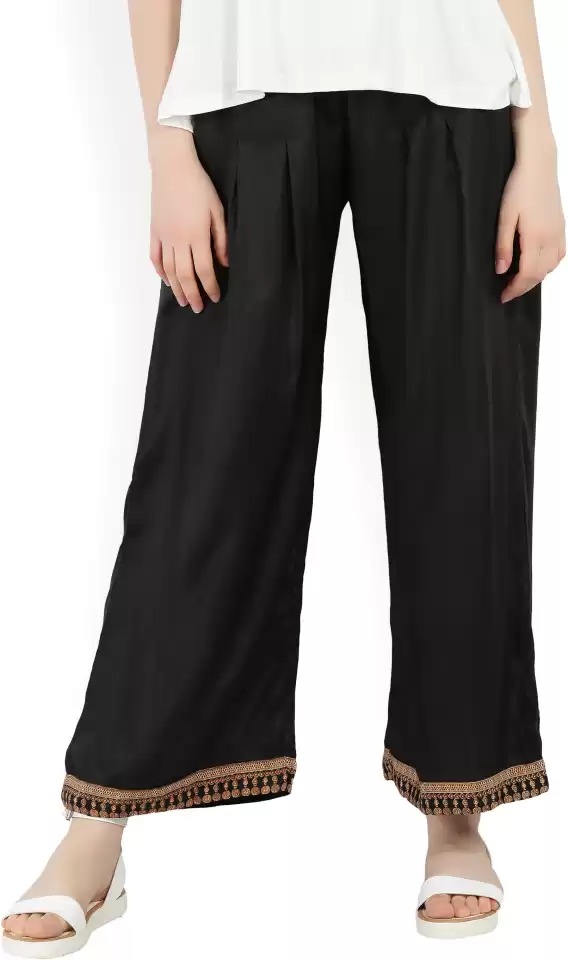 W for Women Relaxed Women Black Polycotton Trousers