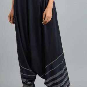 W for Women Blue Draped Palazzo Pants