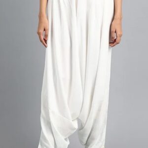 W for Women White Draped Palazzo Pants