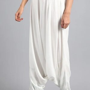 W for Women White Draped Palazzo Pants