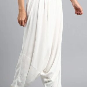 W for Women White Draped Palazzo Pants