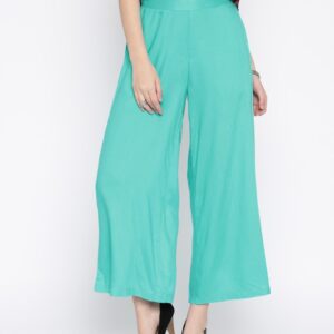 Melange by Lifestyle Turquoise Blue Solid Palazzos