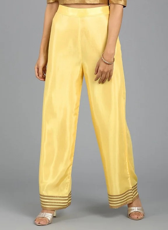 W for Women Yellow Straight Palazzo Pants