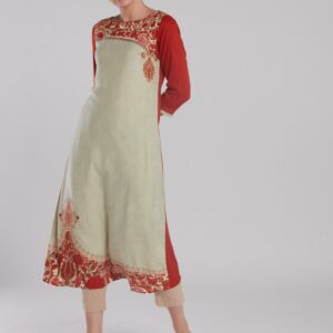 Imara Red & White Printed Kurta