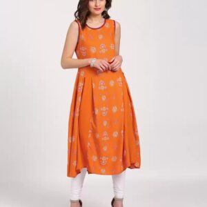 IMARA  Women Printed Cotton Rayon Blend A-line Kurta