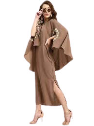 AKS Couture Women Brown Solid Maxi Dress