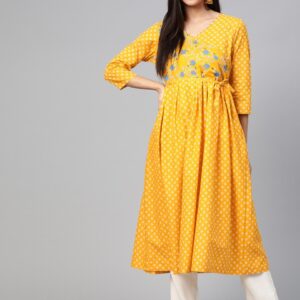 Sangria Women Printed Angrakha A-Line Kurta